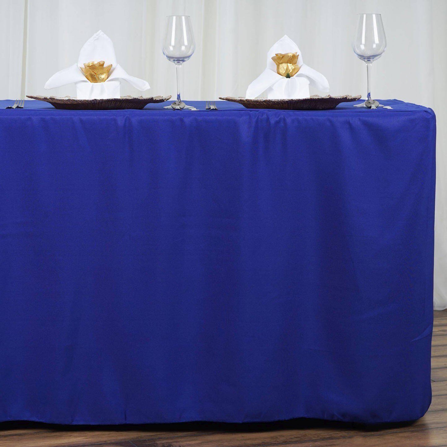 Fitted Polyester 72"x30" Rectangle Tablecloth Royal Blue - Durable and Easy to Maintain Table Cover - Linen Luxes