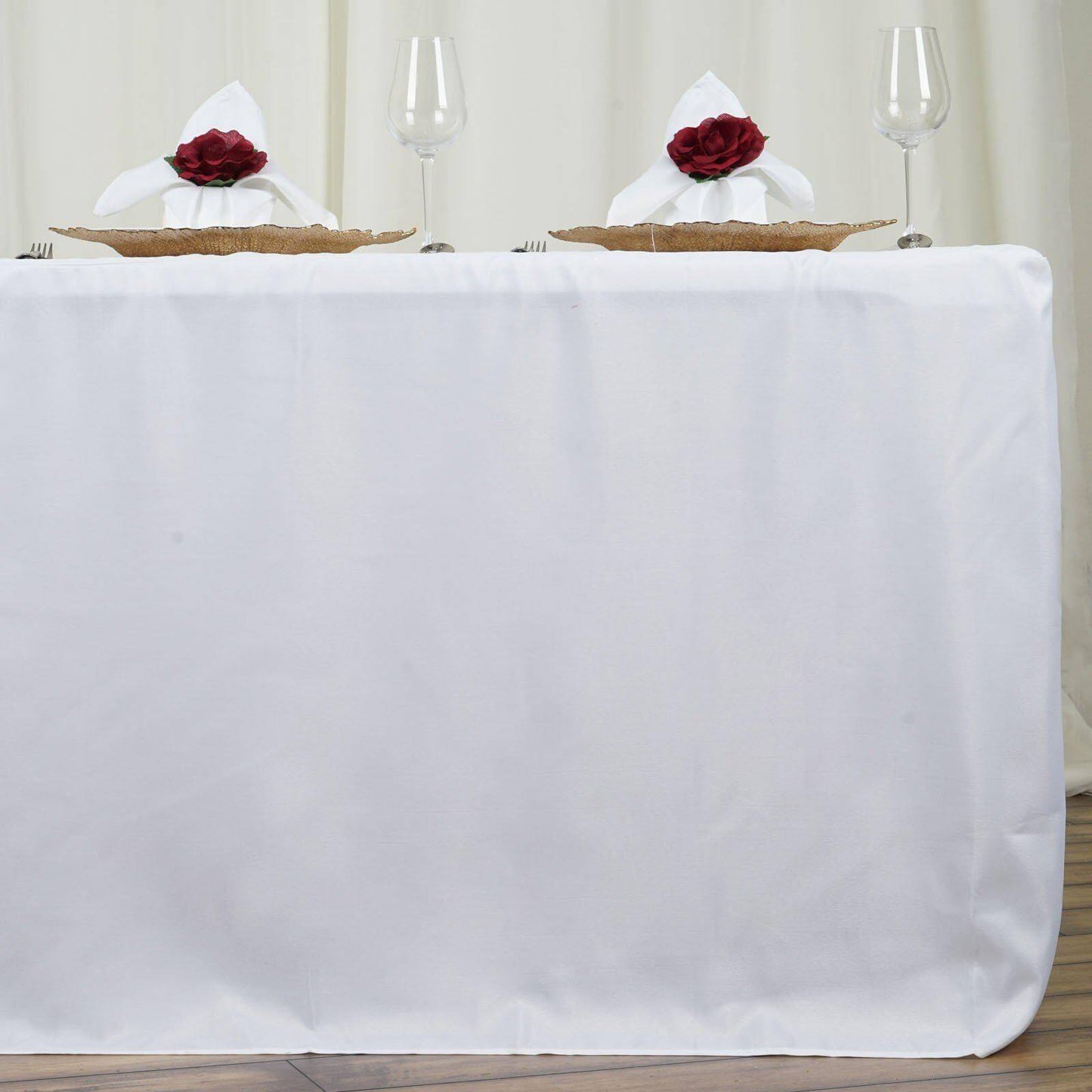 Fitted Polyester 72"x30" Rectangle Tablecloth White - Durable and Easy to Maintain Table Cover for Weddings & Banquets - Linen Luxes