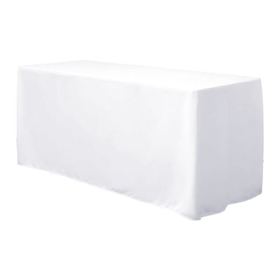Fitted Polyester 72"x30" Rectangle Tablecloth White - Durable and Easy to Maintain Table Cover for Weddings & Banquets - Linen Luxes