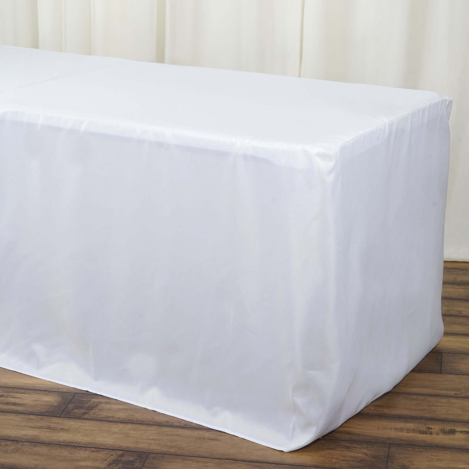 Fitted Polyester 72"x30" Rectangle Tablecloth White - Durable and Easy to Maintain Table Cover for Weddings & Banquets - Linen Luxes