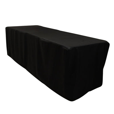 Fitted Polyester 96"x24"x30" Rectangle Tablecloth Black - Secure Fit for Unique Table Sizes