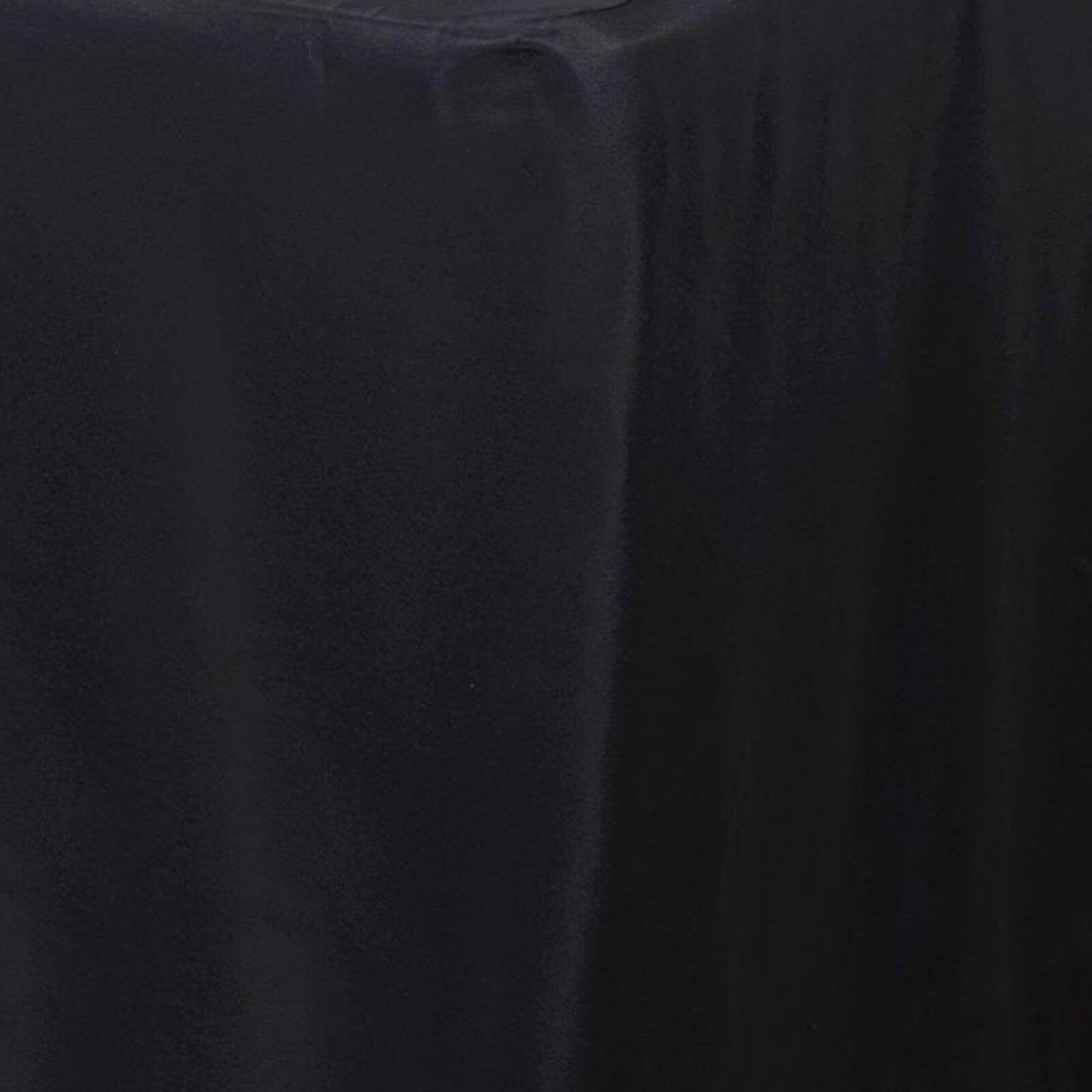 Fitted Polyester 96"x30" Rectangle Tablecloth Black - Durable and Easy to Maintain Table Cover - Linen Luxes
