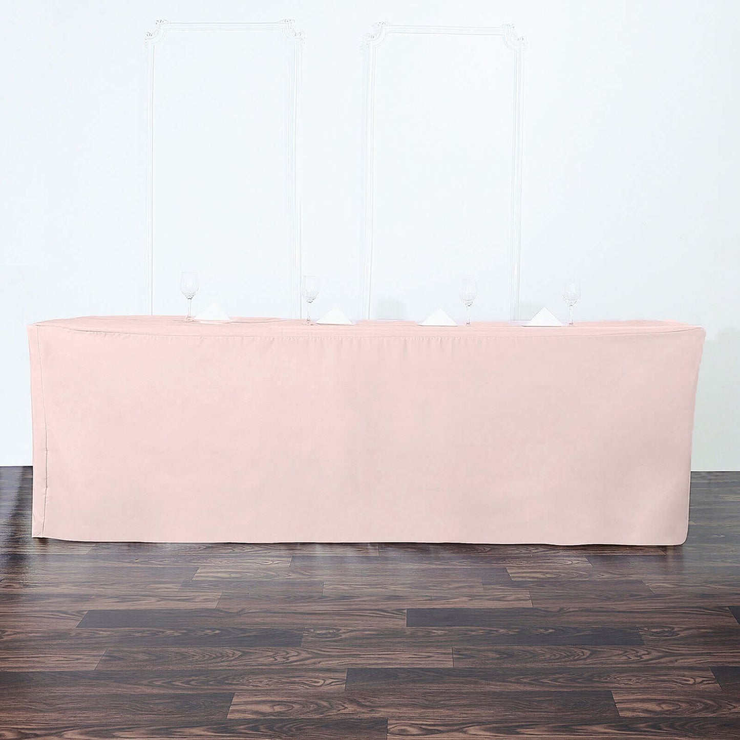 Fitted Polyester 96"x30" Rectangle Tablecloth Blush - Durable and Easy to Maintain Table Cover - Linen Luxes
