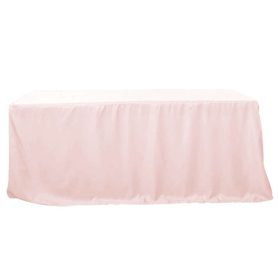 Fitted Polyester 96"x30" Rectangle Tablecloth Blush - Durable and Easy to Maintain Table Cover - Linen Luxes