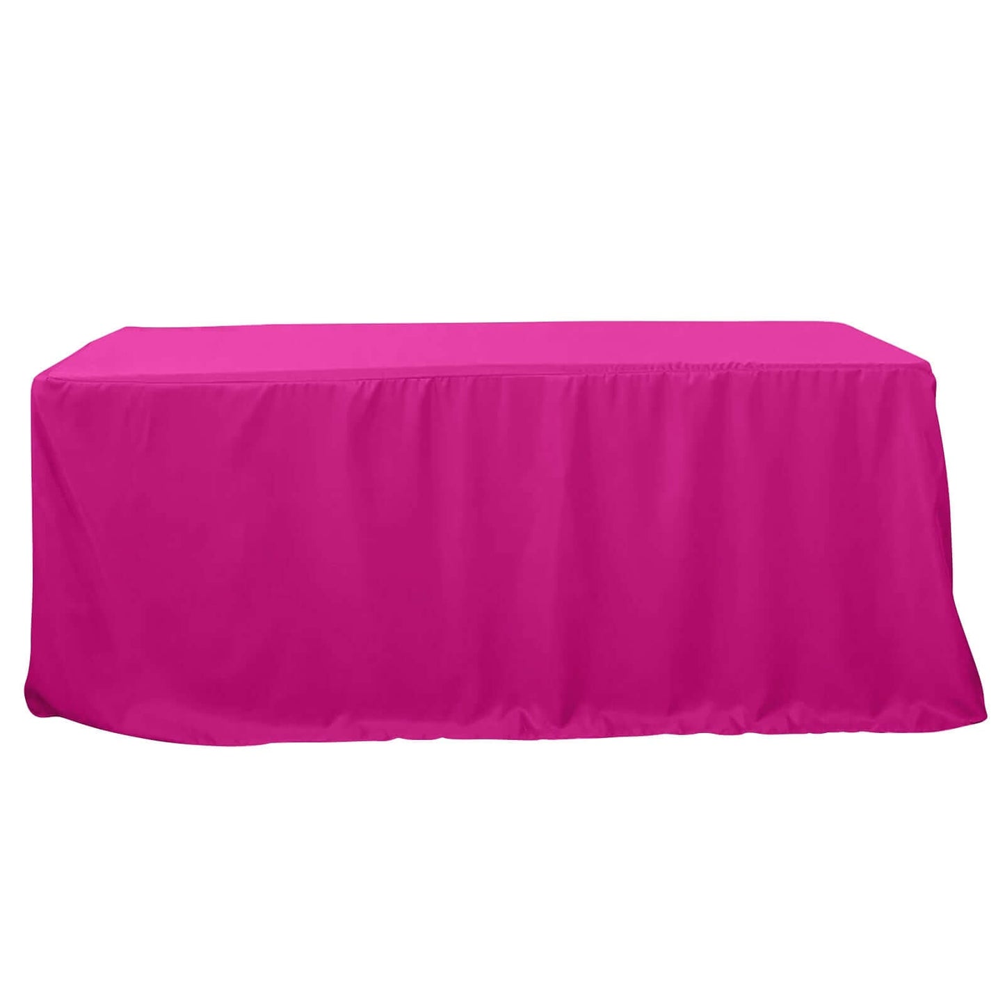 Fitted Polyester 96"x30" Rectangle Tablecloth Fuchsia - Durable and Easy to Maintain Table Cover - Linen Luxes