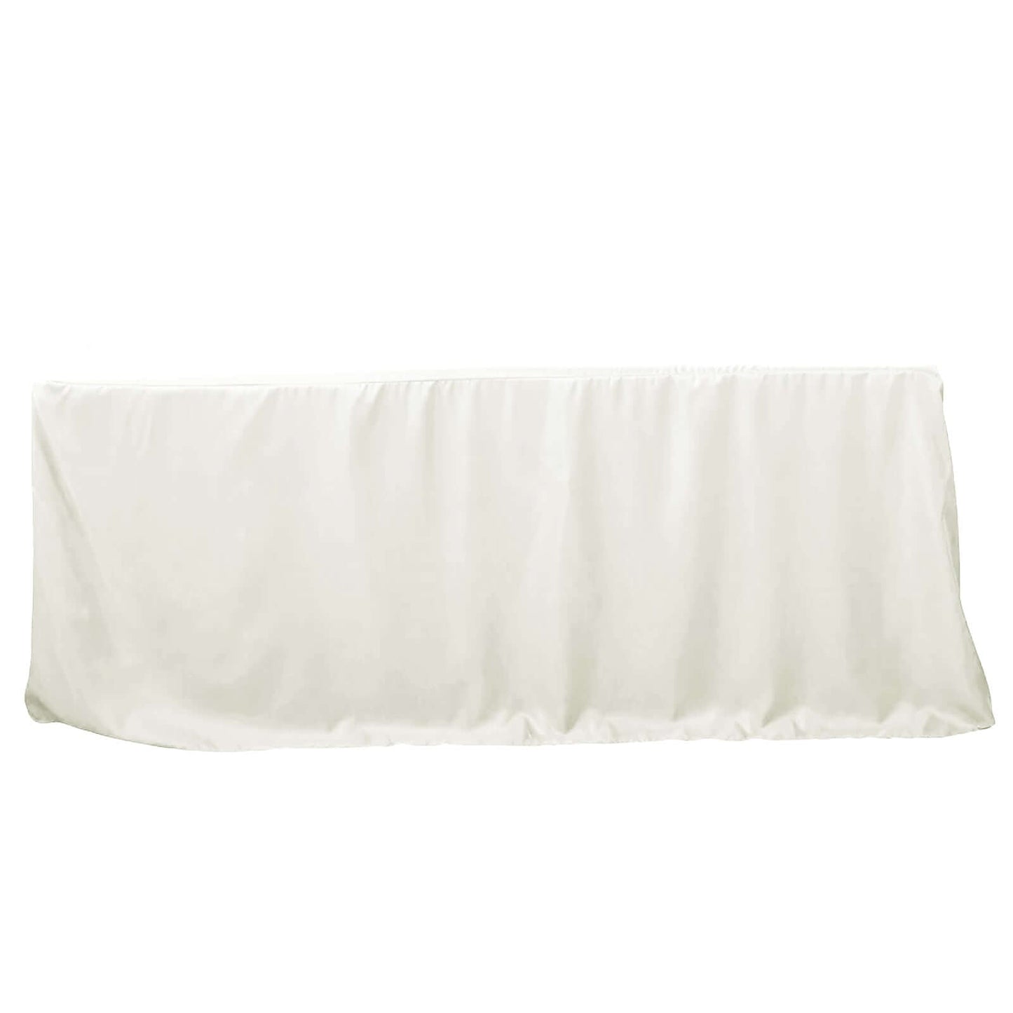 Fitted Polyester 96"x30" Rectangle Tablecloth Ivory - Durable and Easy to Maintain Table Cover - Linen Luxes