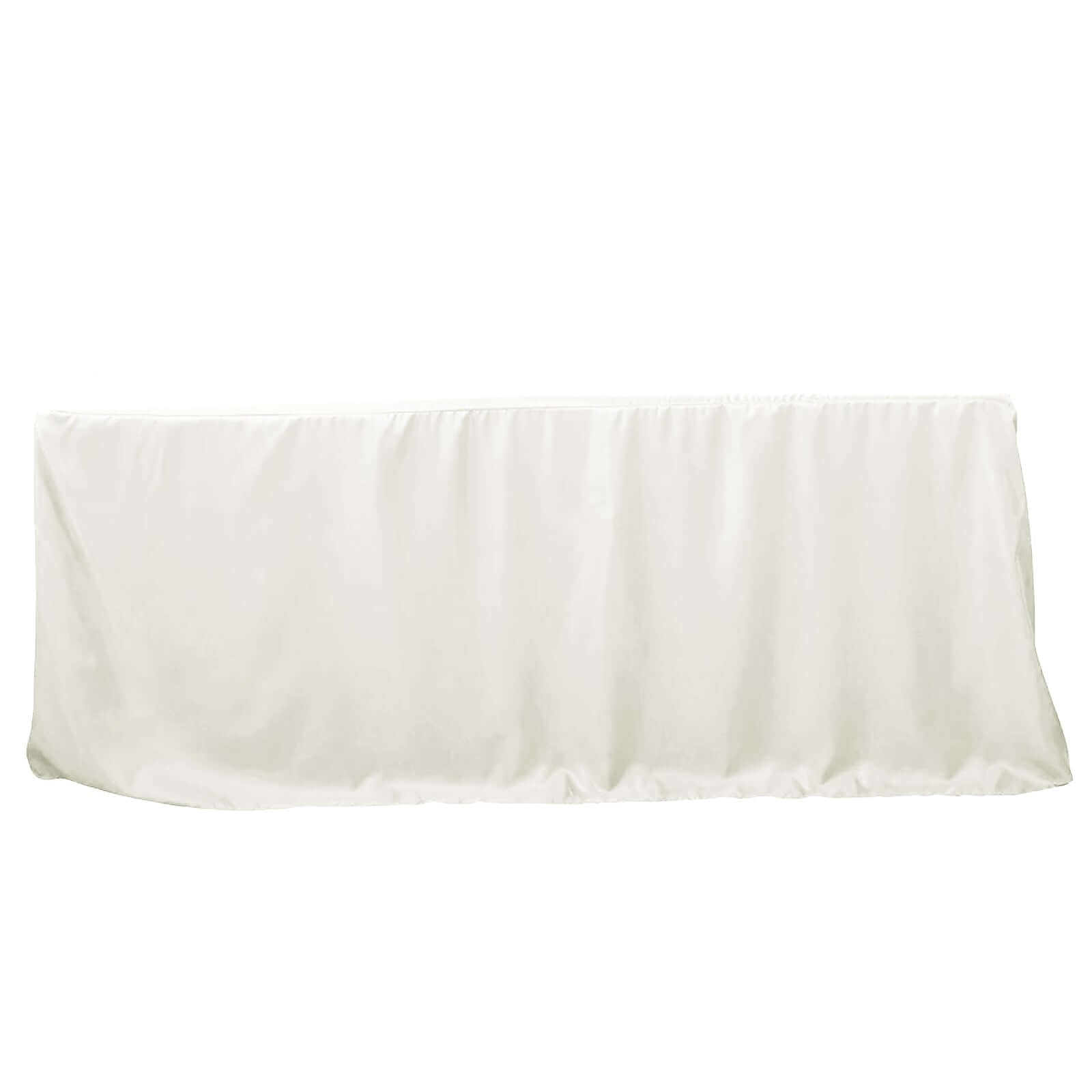 Fitted Polyester 96"x30" Rectangle Tablecloth Ivory - Durable and Easy to Maintain Table Cover - Linen Luxes