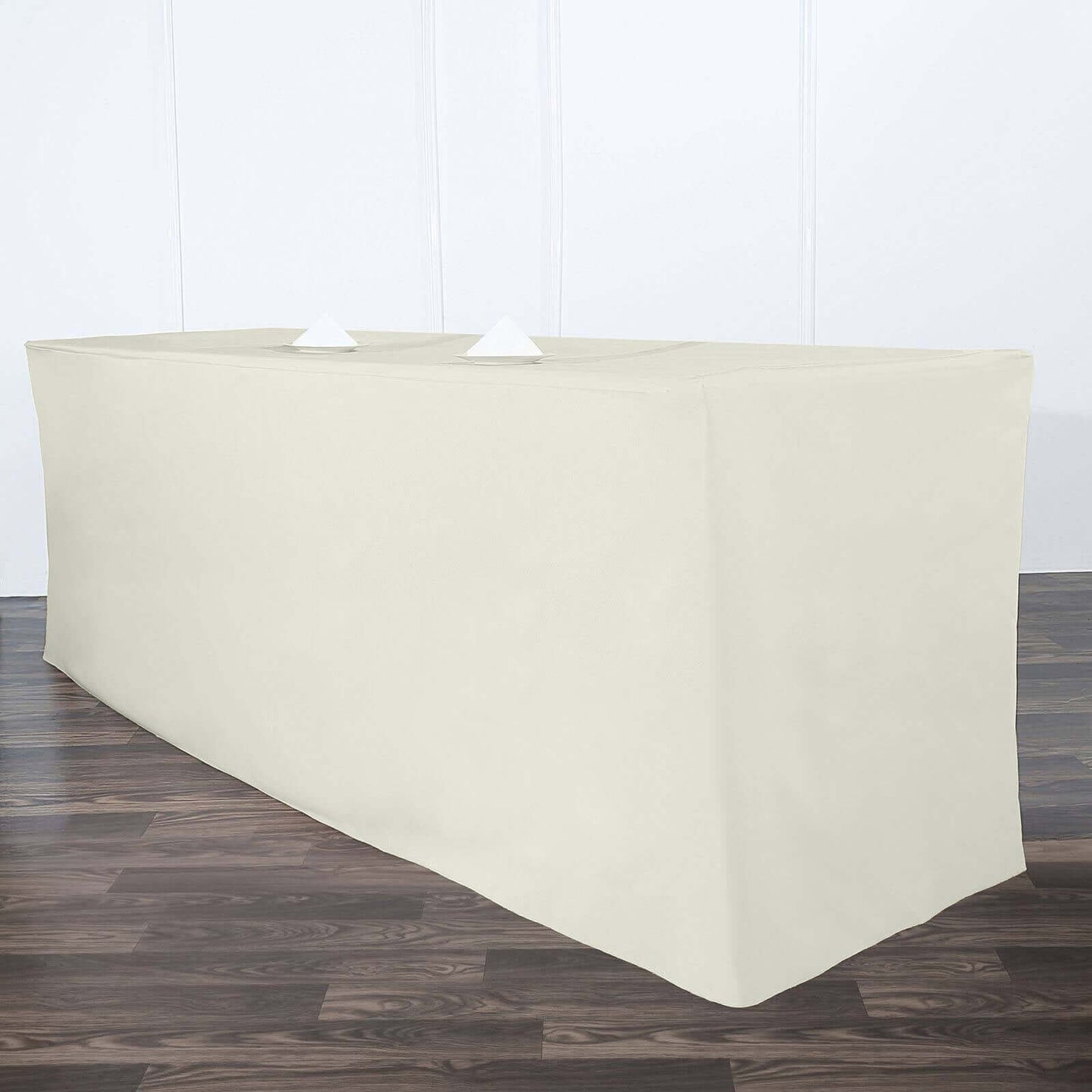 Fitted Polyester 96"x30" Rectangle Tablecloth Ivory - Durable and Easy to Maintain Table Cover - Linen Luxes