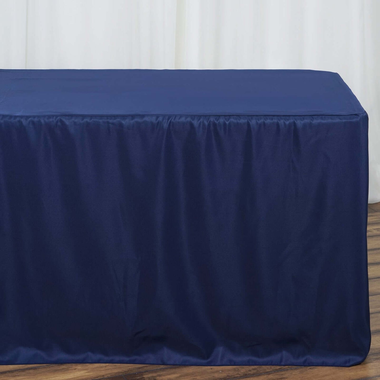 Fitted Polyester 96"x30" Rectangle Tablecloth Navy Blue - Durable and Easy to Maintain Table Cover - Linen Luxes
