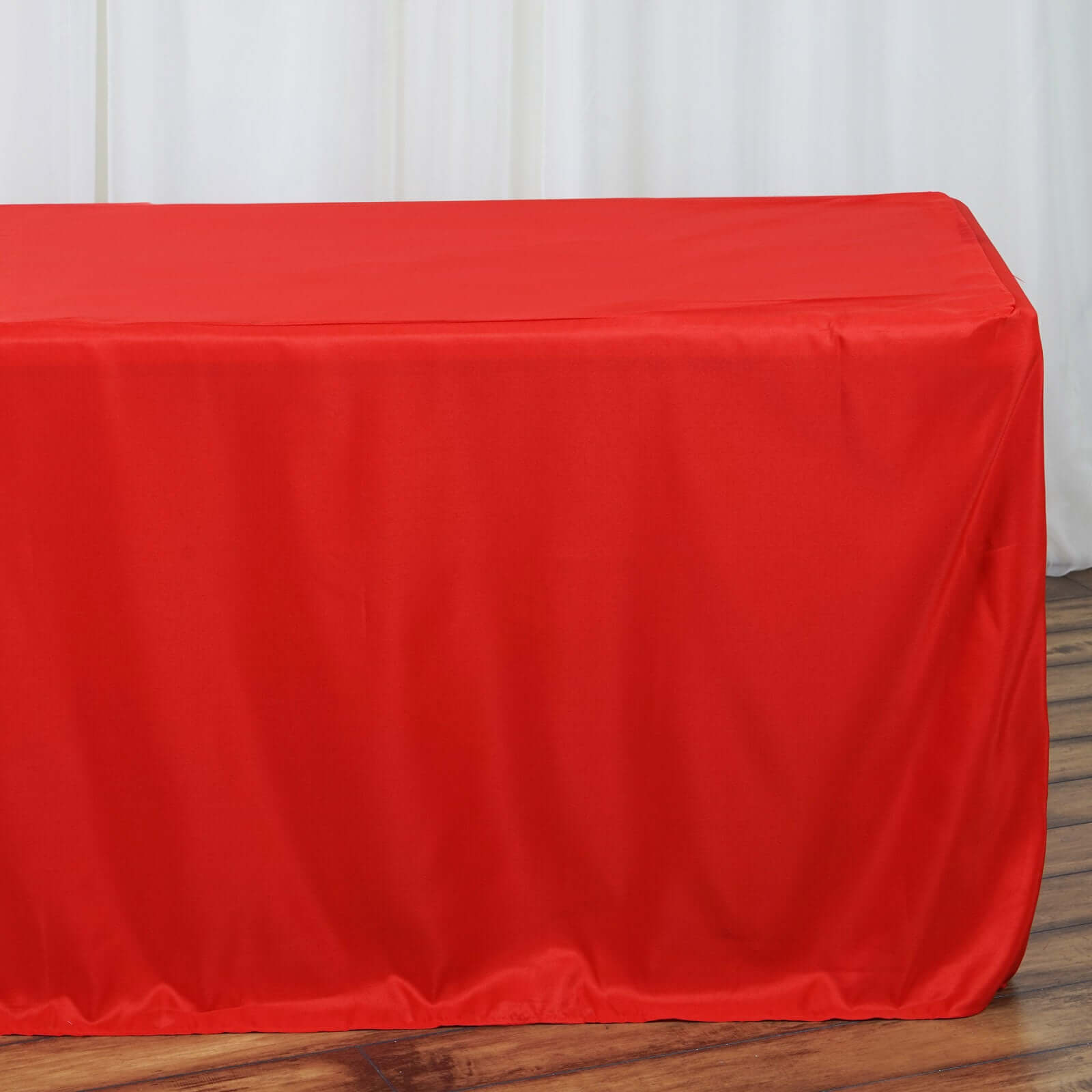 Fitted Polyester 96"x30" Rectangle Tablecloth Red - Durable and Easy to Maintain Table Cover - Linen Luxes