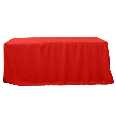 Fitted Polyester 96"x30" Rectangle Tablecloth Red - Durable and Easy to Maintain Table Cover - Linen Luxes