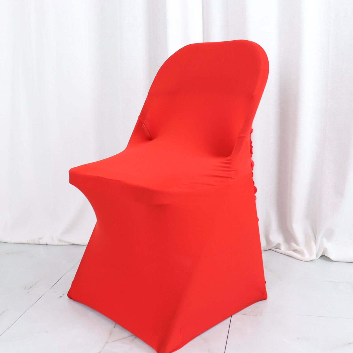Spandex Chair Cover Red for Folding Chairs - Durable Stretch Fitted Slipcover with Satin Rosette Design