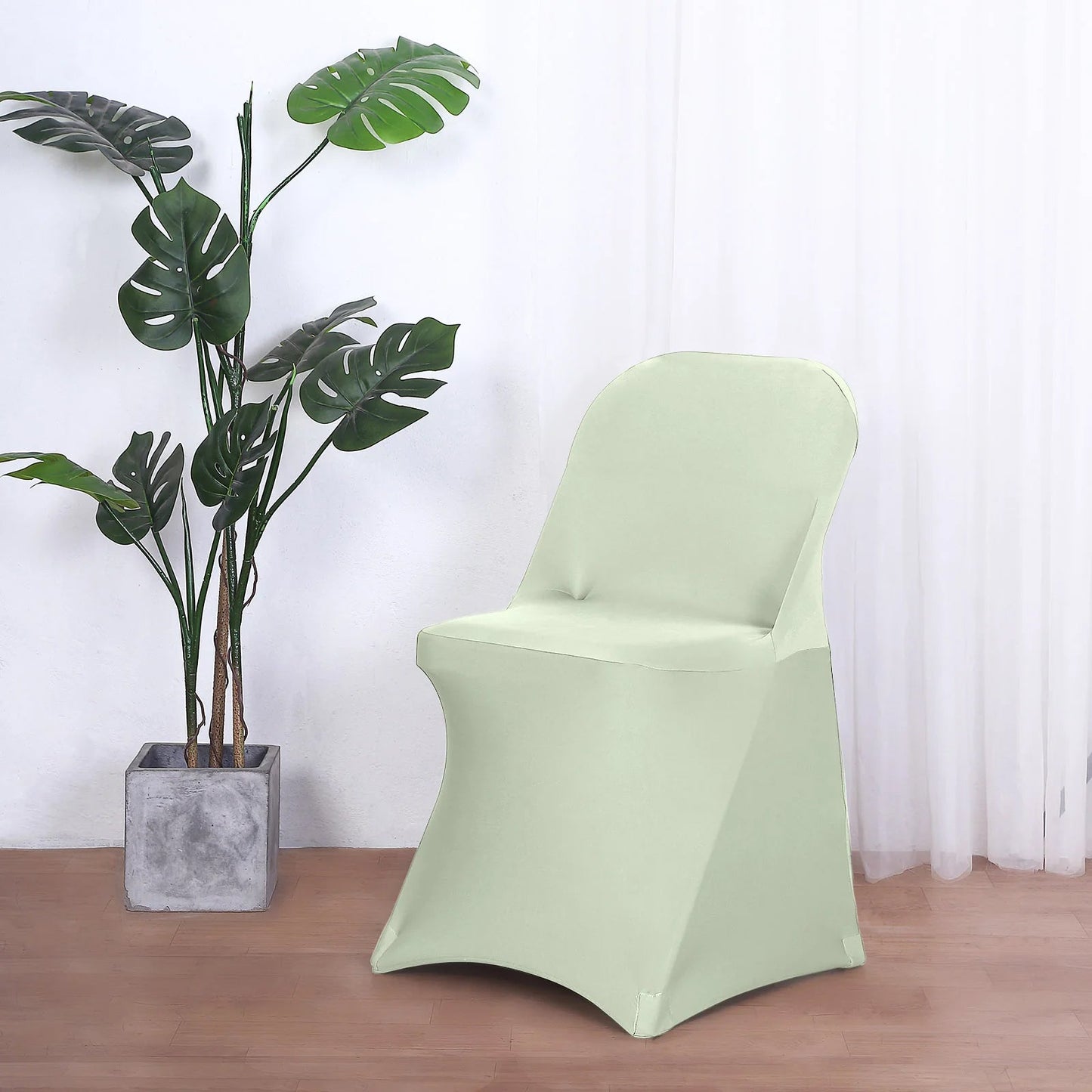 10 Pack Stretch Spandex Chair Covers Sage Green for Folding Chairs - Durable 160GSM Fitted Slipcovers
