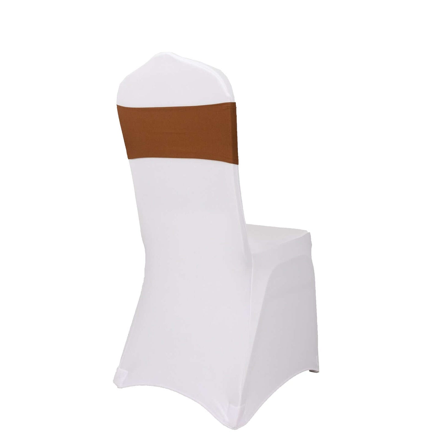 5 Pack Stretch Spandex Chair Sashes Cinnamon Brown - Fitted Finish Two Ply Heavy Duty Chair Bands 5"x12"