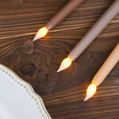 3-Pack LED Decorative Lighting Warm Flickering Mixed Natural - Flameless Taper Candles 11"
