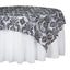 Flocking 60"x60" Table Overlay Square Tablecloth Black - Damask Design for Stylish Occasions - Linen Luxes