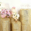 Set of 5 Gold Sequin Mesh Cylinder Pedestal Stand Covers with Geometric Pattern Embroidery, Sparkly Sheer Tulle Pillar Prop Covers