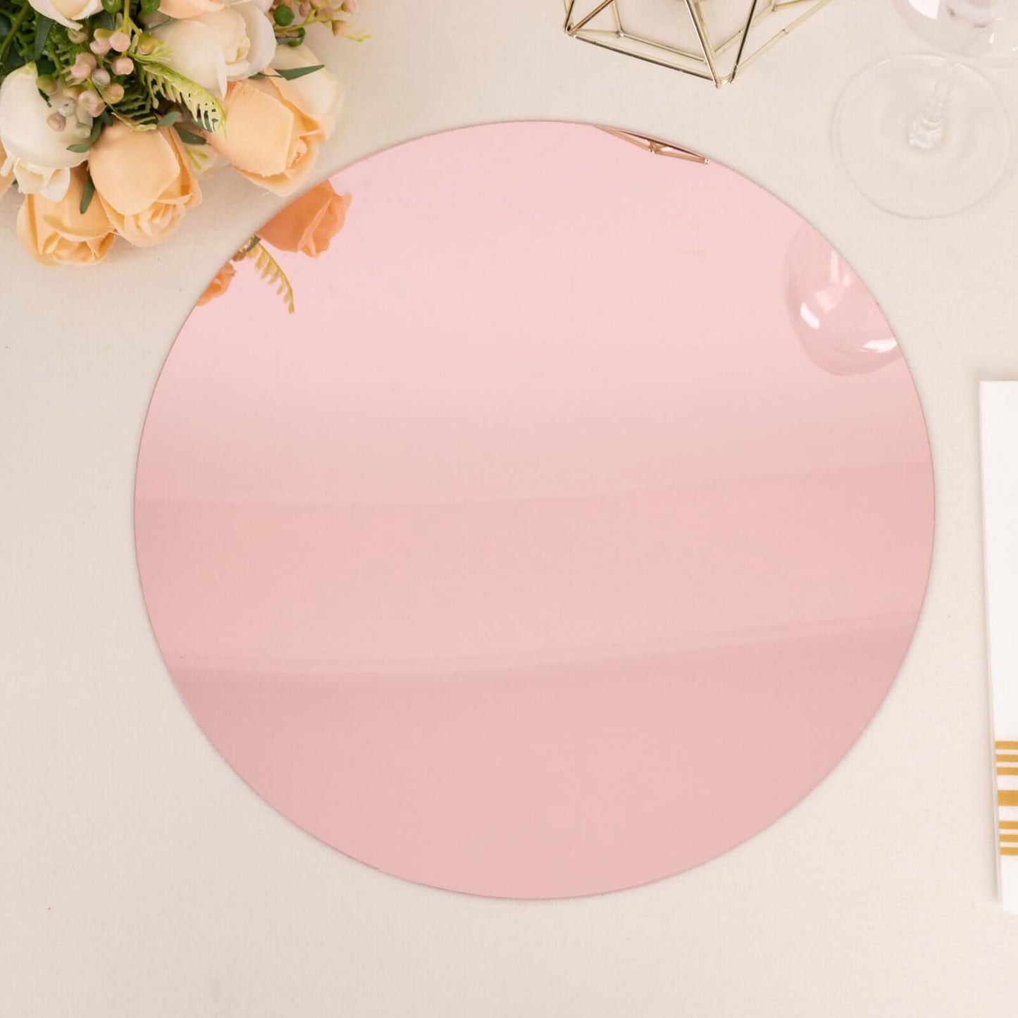 10-Pack Dining Plate Chargers Decorative Acrylic Mirror Rose Gold Round - Lightweight Event Display 13"