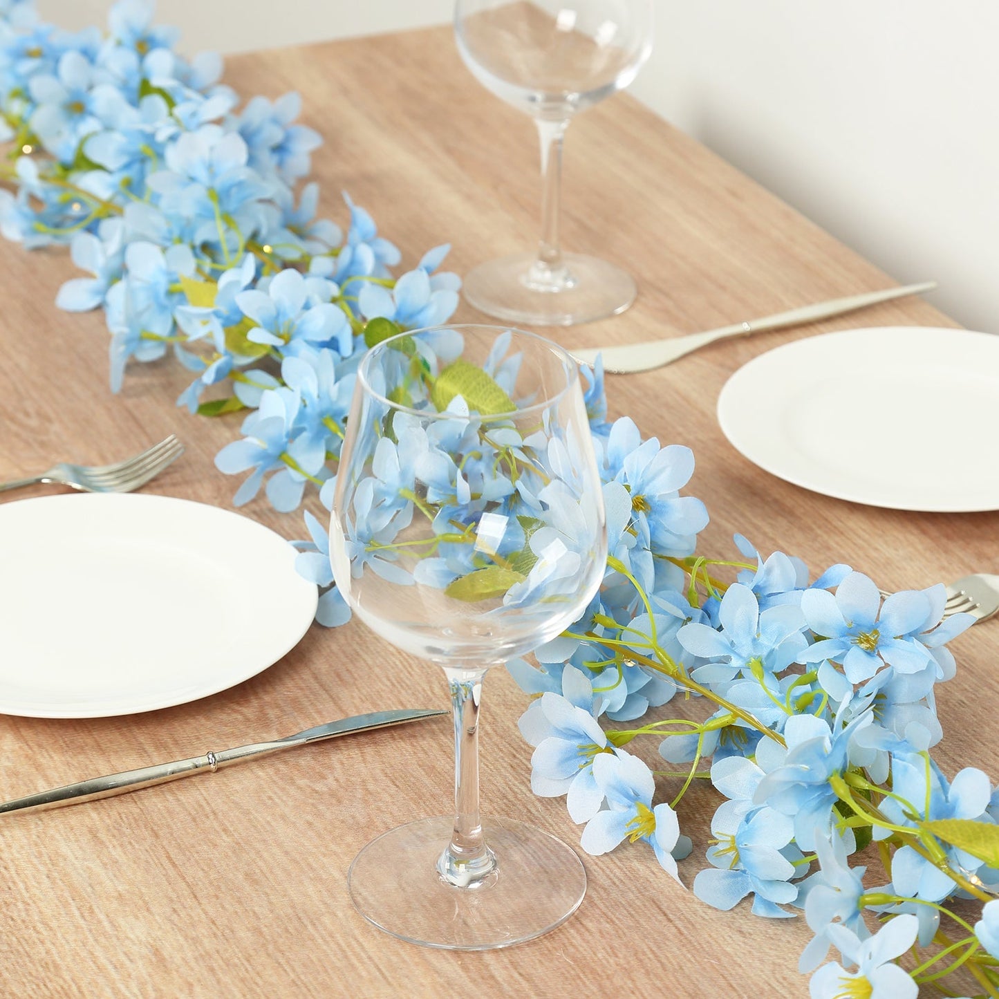 2-Pack Garland String Lights Jasmine Silk Flower Design Blue Warm White - Battery Operated Hanging DÃ©cor 6ft