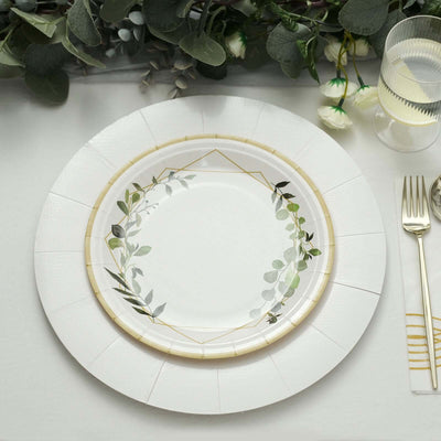 10-Pack Disposable Round Charger Plates in White with Leathery Texture - Durable 1100GSM Cardboard Placemats for Dinner Parties & Banquets 13"