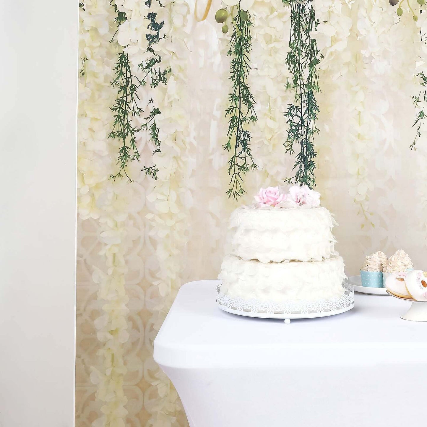 8ftx8ft White Rose and Flowers Floral Print Vinyl Photography Backdrop