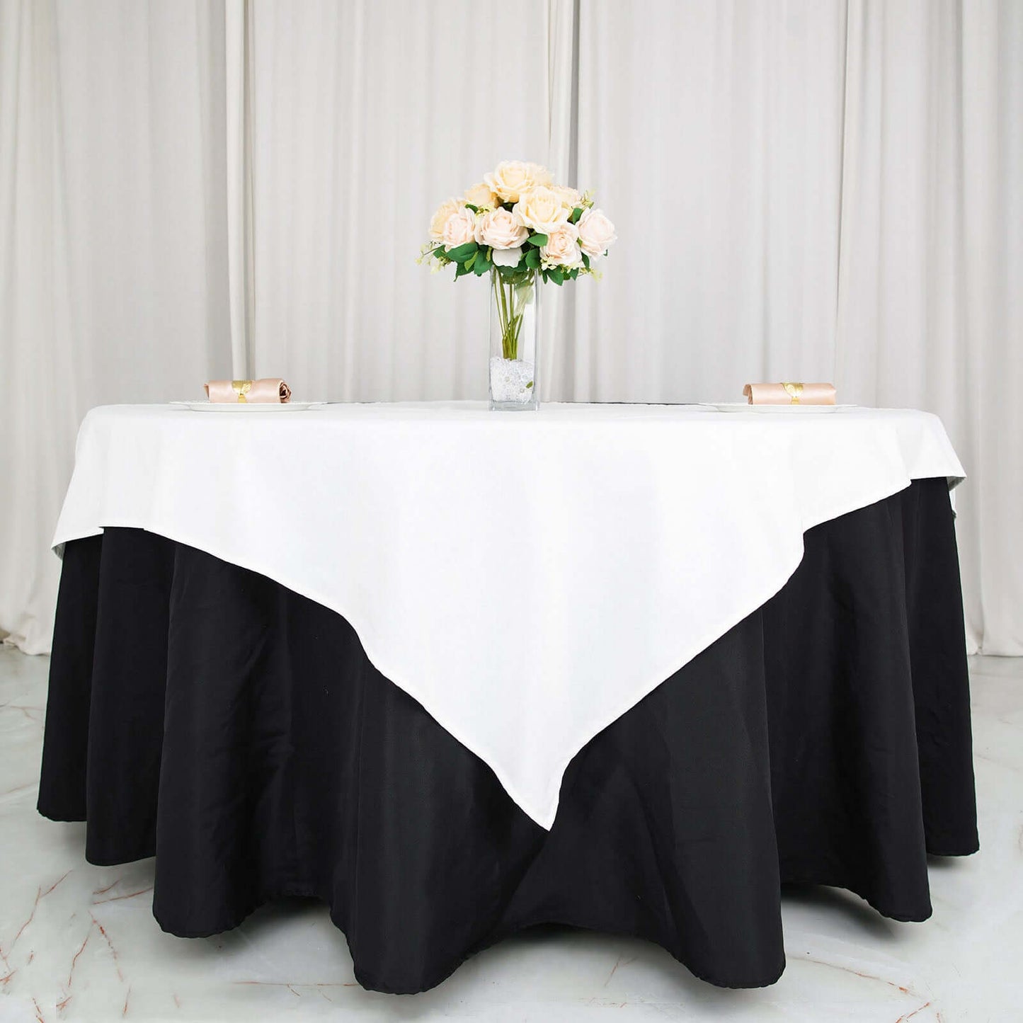100% Cotton 54"x54" Table Overlay Square Tablecloth White Linen - Sophisticated, Soft & Breathable Fabric Table Topper