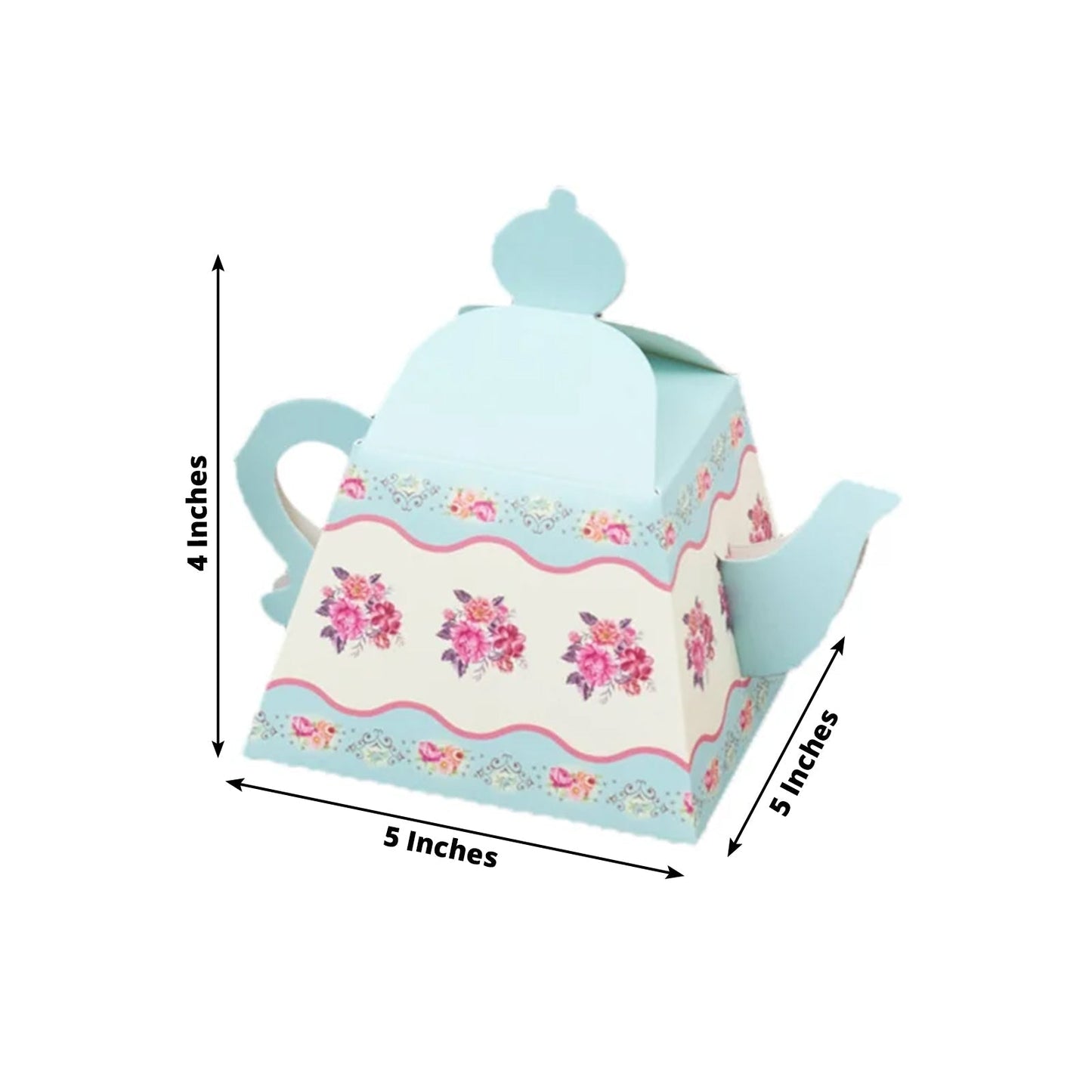 24 Pack Cardboard Favor Boxes in Mixed Vintage Floral Tea Pot Design - Elegant Gift Box for Weddings & Baby Showers - 5"x4"