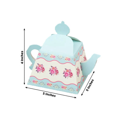 24 Pack Cardboard Favor Boxes in Mixed Vintage Floral Tea Pot Design - Elegant Gift Box for Weddings & Baby Showers - 5"x4"