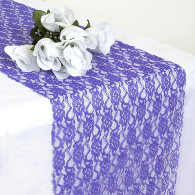 Floral Lace 12"x108" Table Runner Royal Blue - Stylish Vintage Table Decor - Linen Luxes
