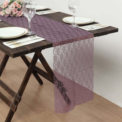 Floral Lace 12"x108" Table Runner Violet Amethyst - Stylish Vintage Table Decor