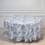 Polyester 108" Round Tablecloth White - Blue French Toile Pattern for Chic Weddings