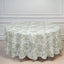 Polyester 108" Round Tablecloth White - Dusty Sage Green French Toile Pattern for Chic Weddings