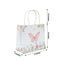 12 Pack Pink Glitter Butterfly Paper Favor Bags with Handles, Floral Print White Goodie Gift Bags - 6"x7"
