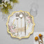 25-Pack Paper 10" Dinner Plates in White with Floral Print & Gold Scallop Rim - Disposable 300GSM Party Plates for Cocktail Events & Receptions