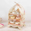 3 Tier Cardboard Cupcake Stand White/Peach Birdcage Style - Charming Reusable Cake Display Holder with Floral Print for Dessert Bars Afternoon Teas & Party Decor 18"