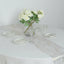 5 Pack Organza 12"x108" Table Runners White with Gold Foil Wave Design - Disposable Stylish Event Decoration