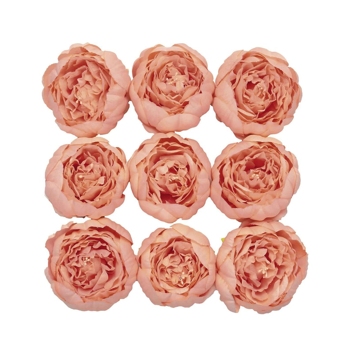 10-Pack Artificial Peony Flower Heads Peach - Versatile Faux Craft Flowers for DIY Event Styling Scrapbooking & Floral Arrangements 3"