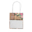 12 Pack Natural Wood Print Paper Party Favor Bags with Rose Floral Accent, Small Gift Goodie Bags With Handles - 4"x5"