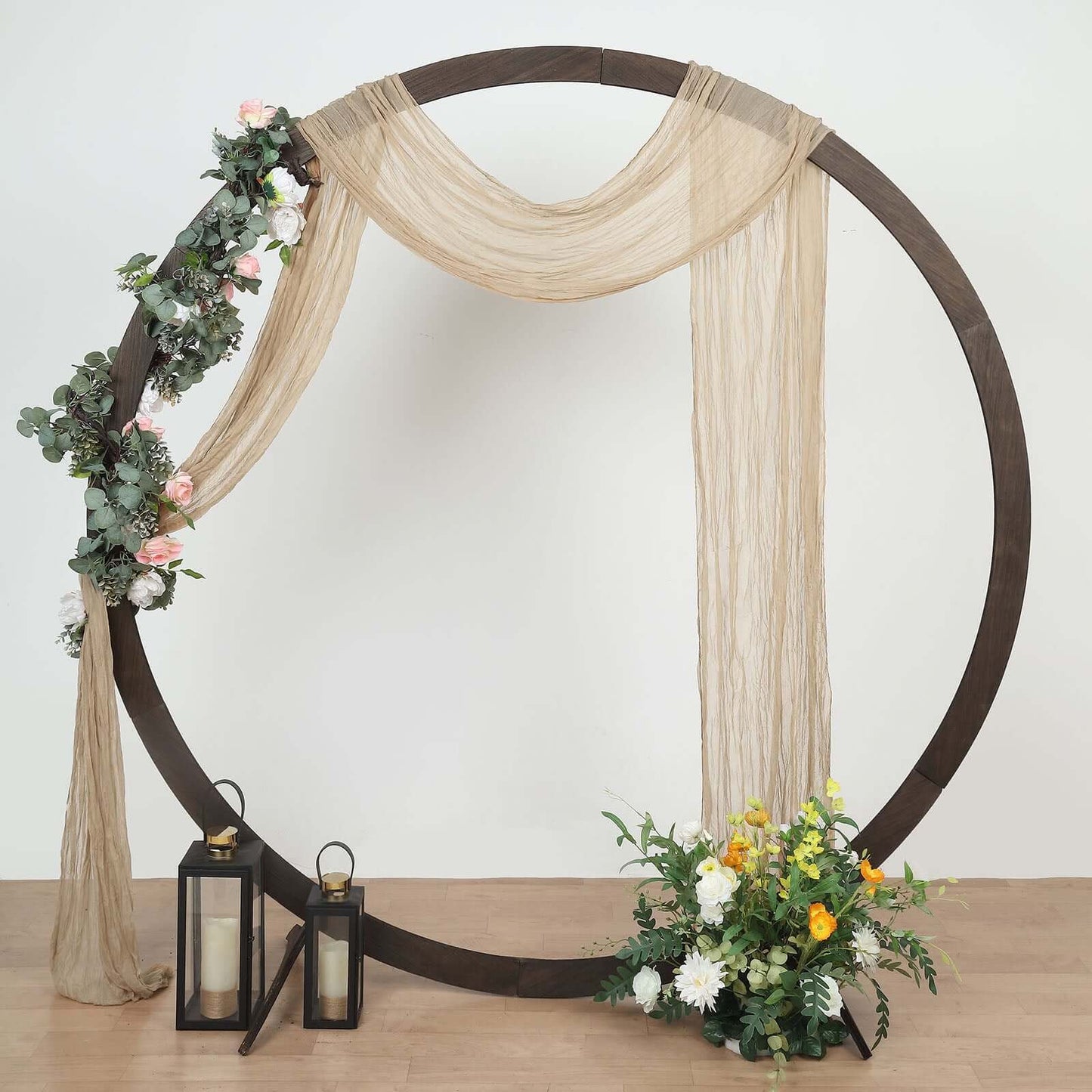 20ft Beige Gauze Cheesecloth Fabric Wedding Arch Drapery, Window Scarf Valance, Boho Decor Arbor Curtain Panel