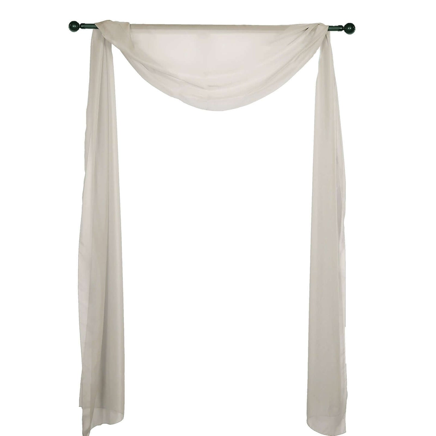 18ft Silver Sheer Organza Wedding Arch Drapery Fabric, Window Scarf Valance