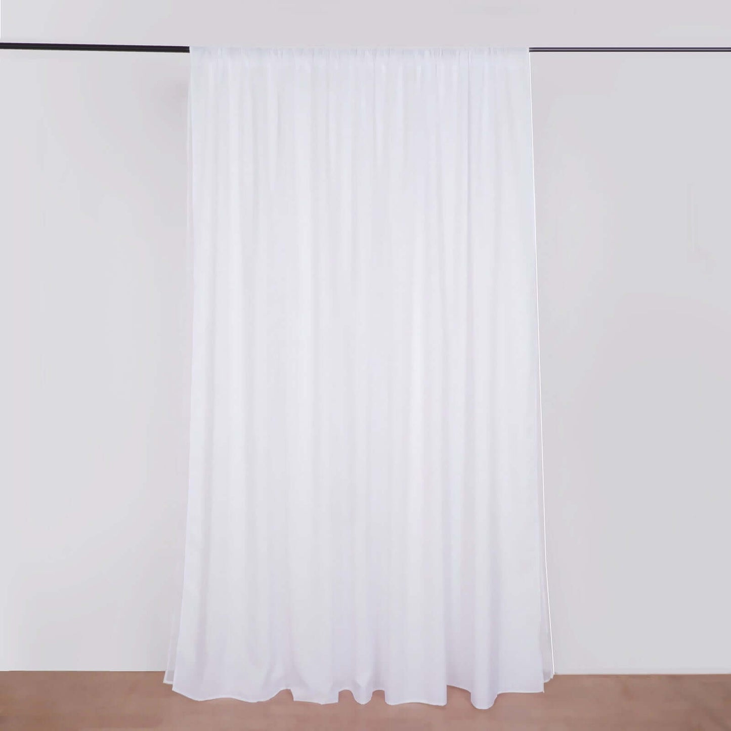 White Chiffon Polyester Event Curtain Drapes, Dual Layer Divider Backdrop Curtain Panels with Rod Pockets - 10ftx10ft