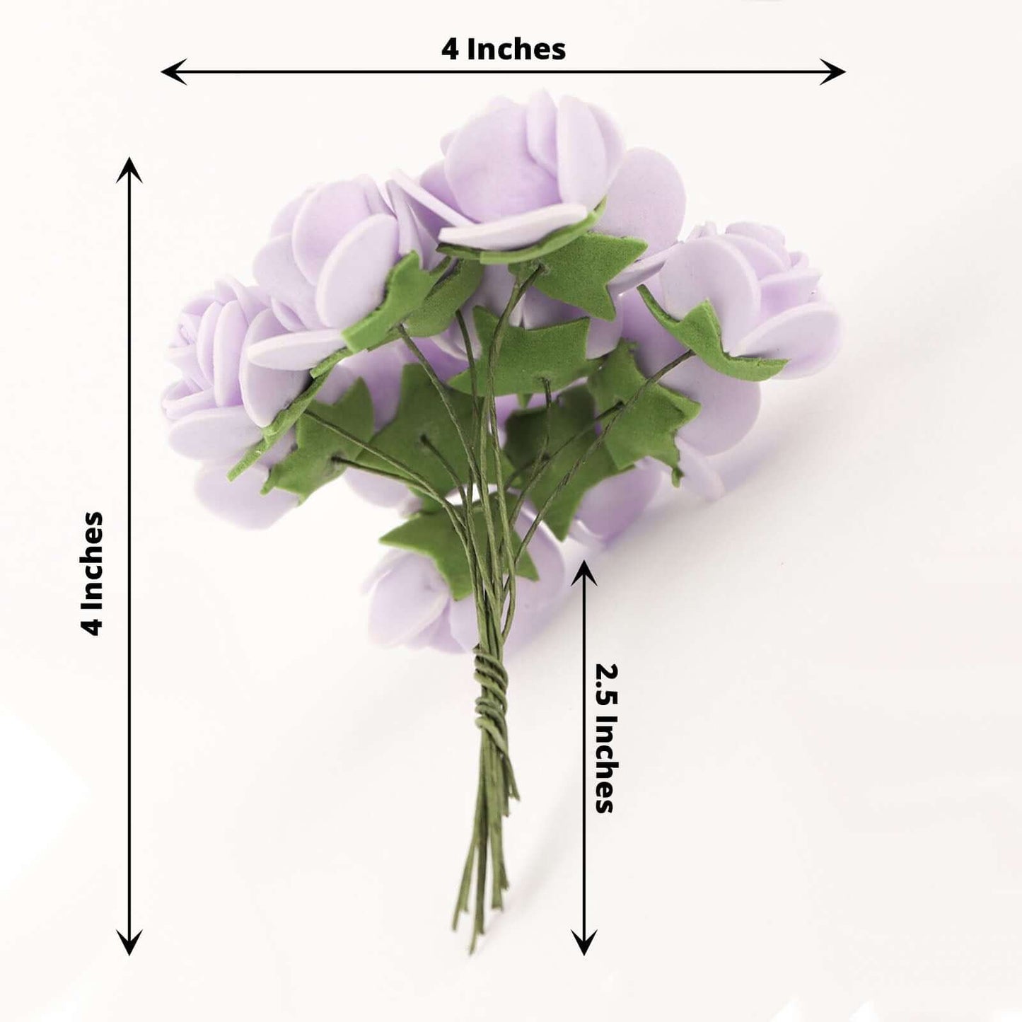 48 Roses 1" Lavender Lilac Real Touch Artificial DIY Foam Rose Flowers With Stem, Craft Rose Buds