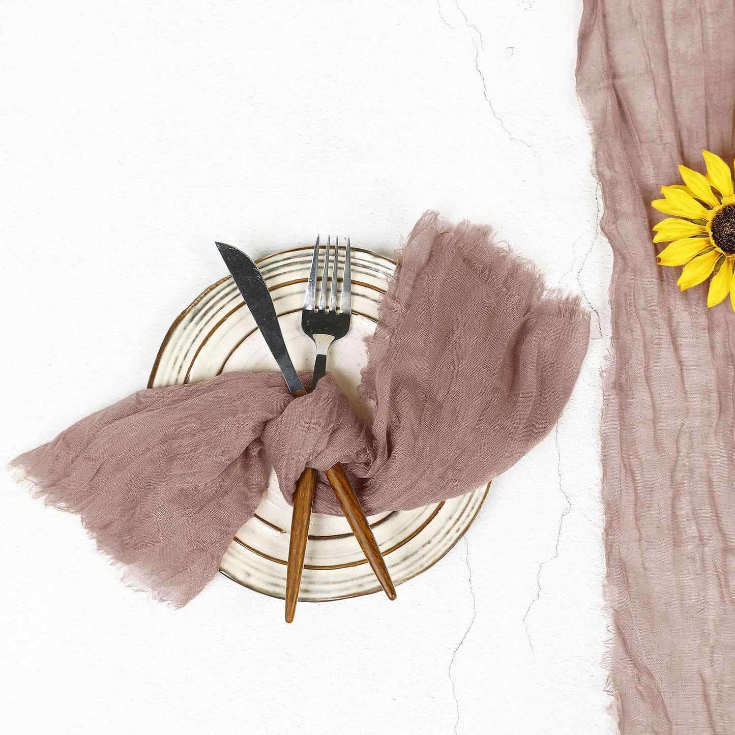 5 Pack Gauze Cheesecloth 24"x19" Napkins Dusty Rose Reusable Dinner Napkins