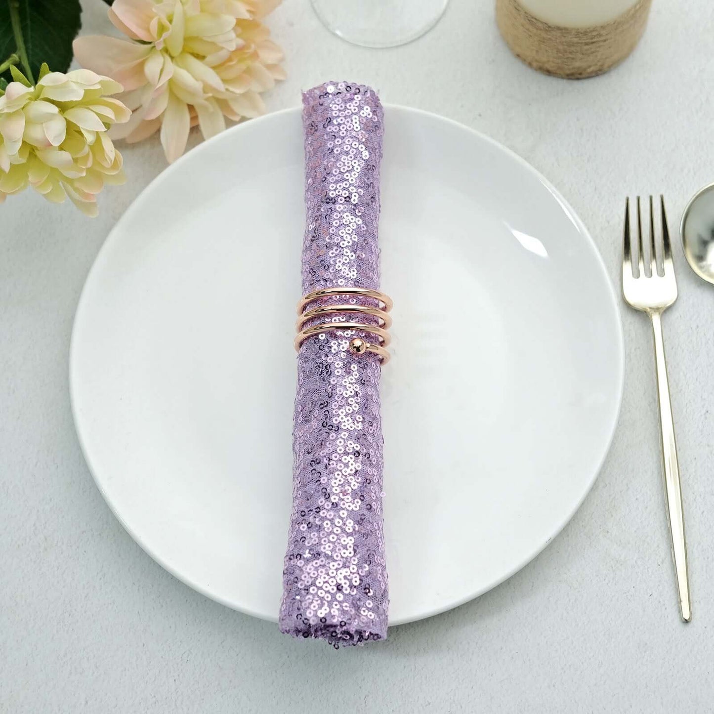 Sequin 20"x20" Napkin Lavender Lilac - Shimmering Dinner Napkin