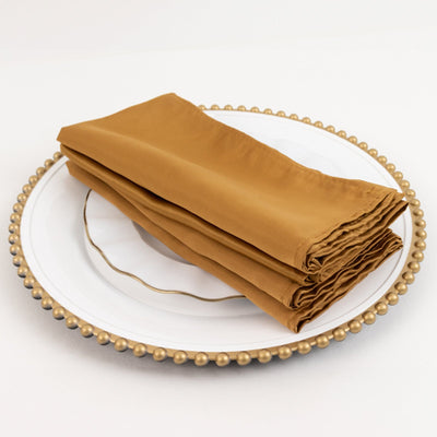 5 Pack Lamour Satin 20"x20" Napkins Gold - Exquisite Dinner Napkins with Soft Matte Finish for Weddings & Events