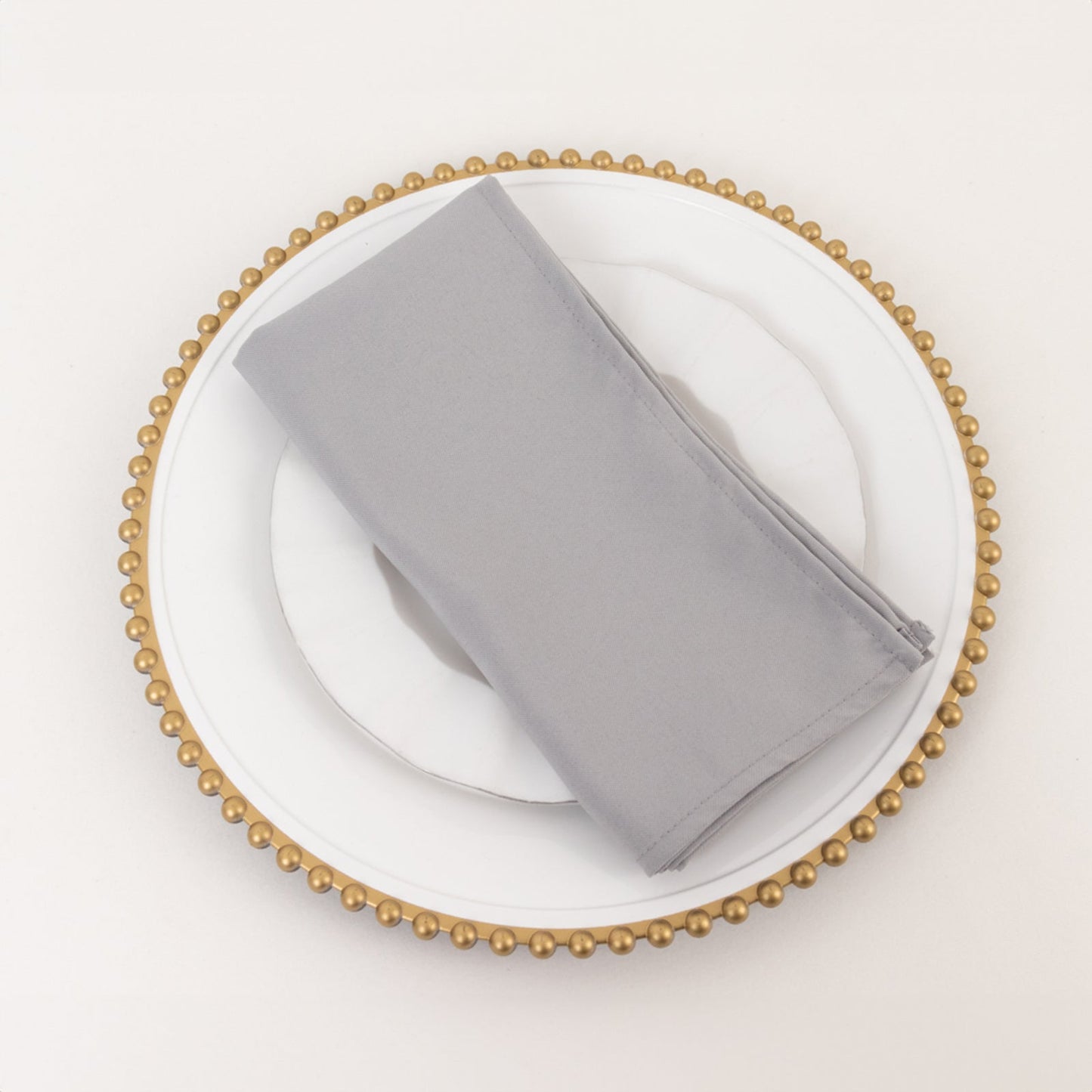 5 Pack Premium Polyester 20"x20" Napkins Silver - Wrinkle-Resistant & Durable Dinner Napkins