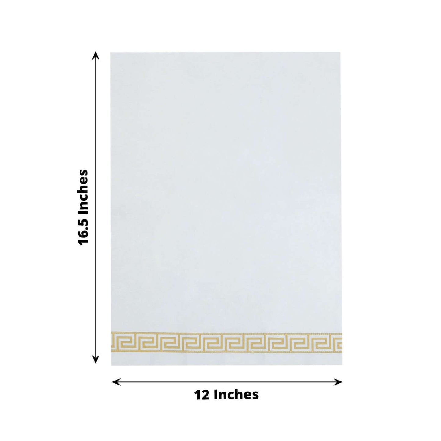 25 Pack Linen-Like Paper 8"x4" Napkins White with Gold Greek Key Design - Soft & Absorbent Airlaid Hand Towels for Exquisite Weddings & Events