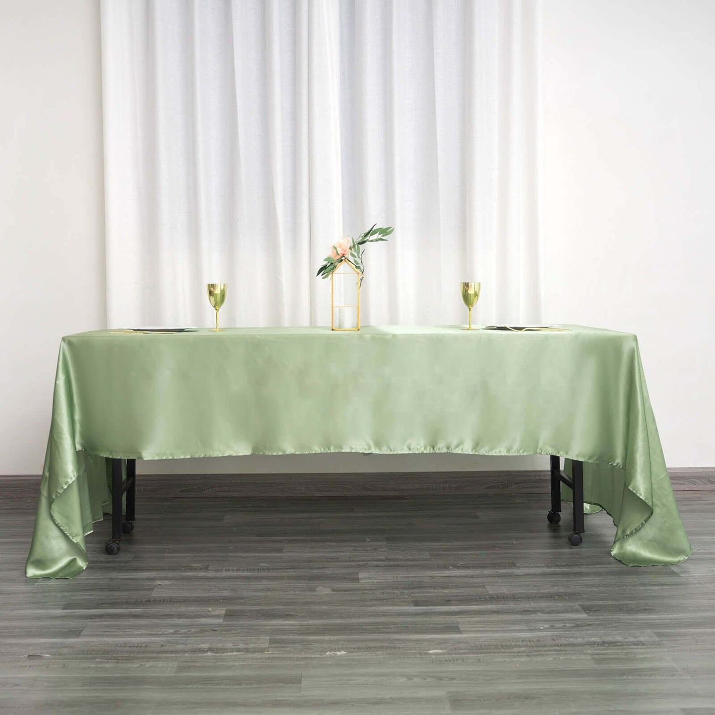 Satin Rectangular 60"x126" Tablecloth Sage Green - Smooth and Lustrous Table Cover