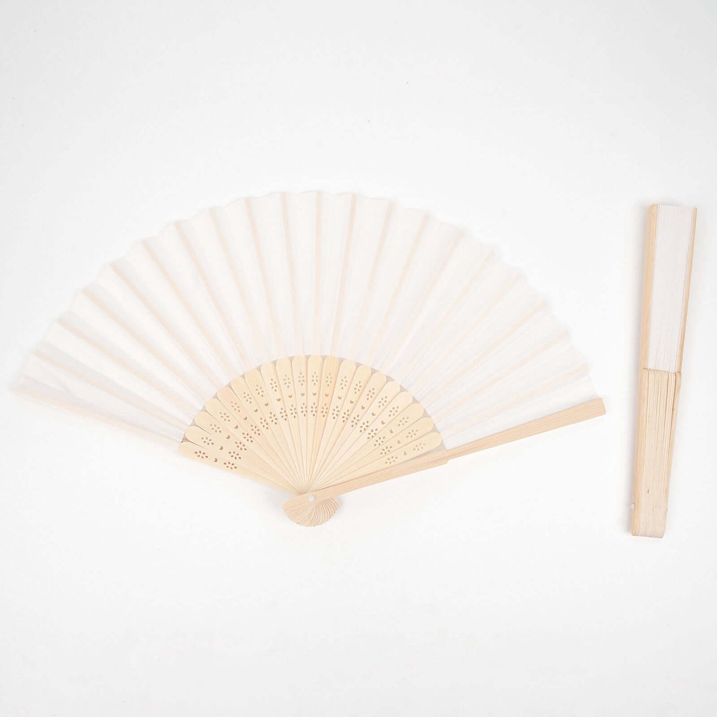 5 Pack White Asian Silk Folding Fans Party Favors, Oriental Folding Fan Favors