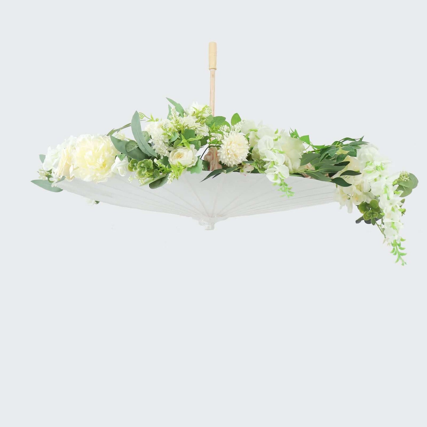 2-Pack Paper and Bamboo Parasol Umbrellas White - Perfect Bridal Shower Photo Props and Table Decorations 32"